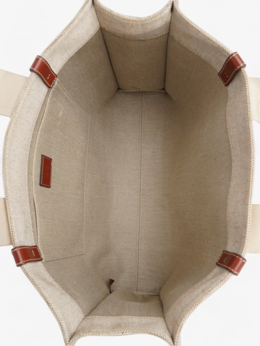 Chloe Woody Tote White / Brown Linen Large Image 8