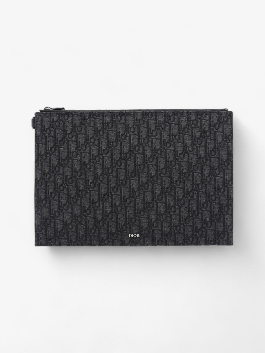 Christian Dior A4 Pouch Black Oblique Canvas Image 1
