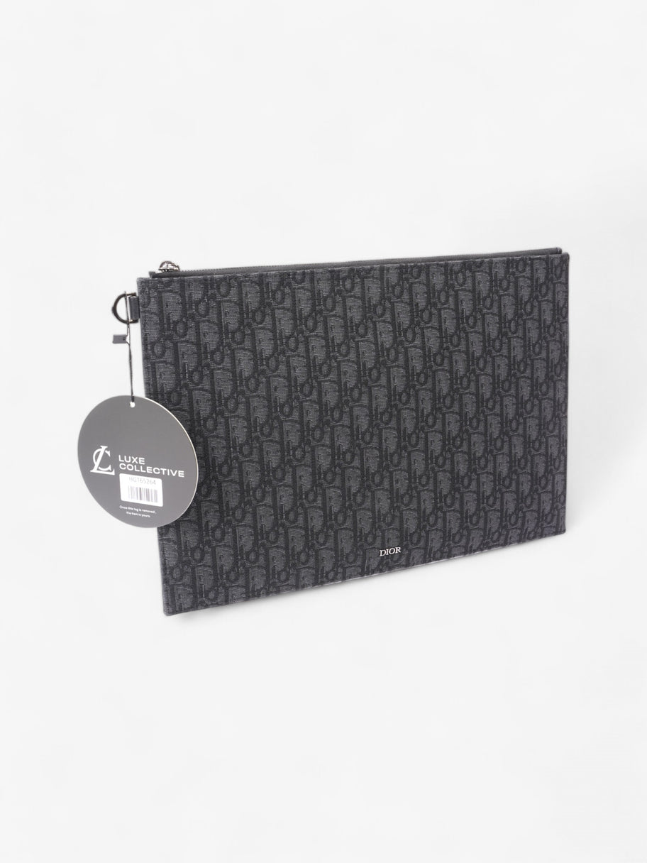 Christian Dior A4 Pouch Black Oblique Canvas Image 5