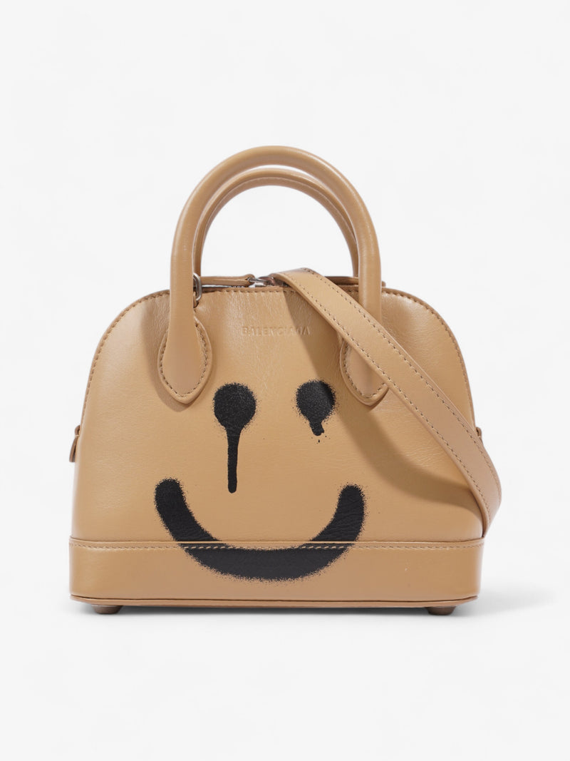  Balenciaga Happy Sad Ville Top Handle Light Brown / Black Calfskin Leather XXS