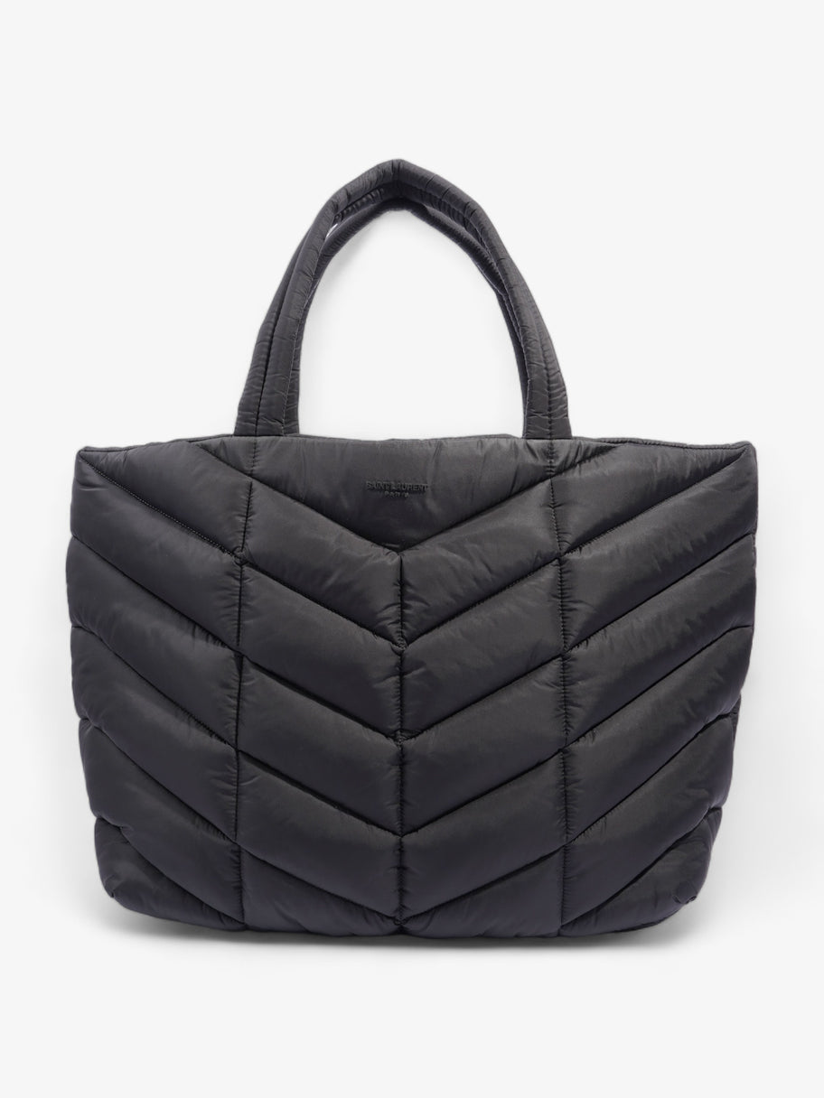 Saint Laurent Logo Detailed Puffer Tote Bag  Black Polyamide Image 1