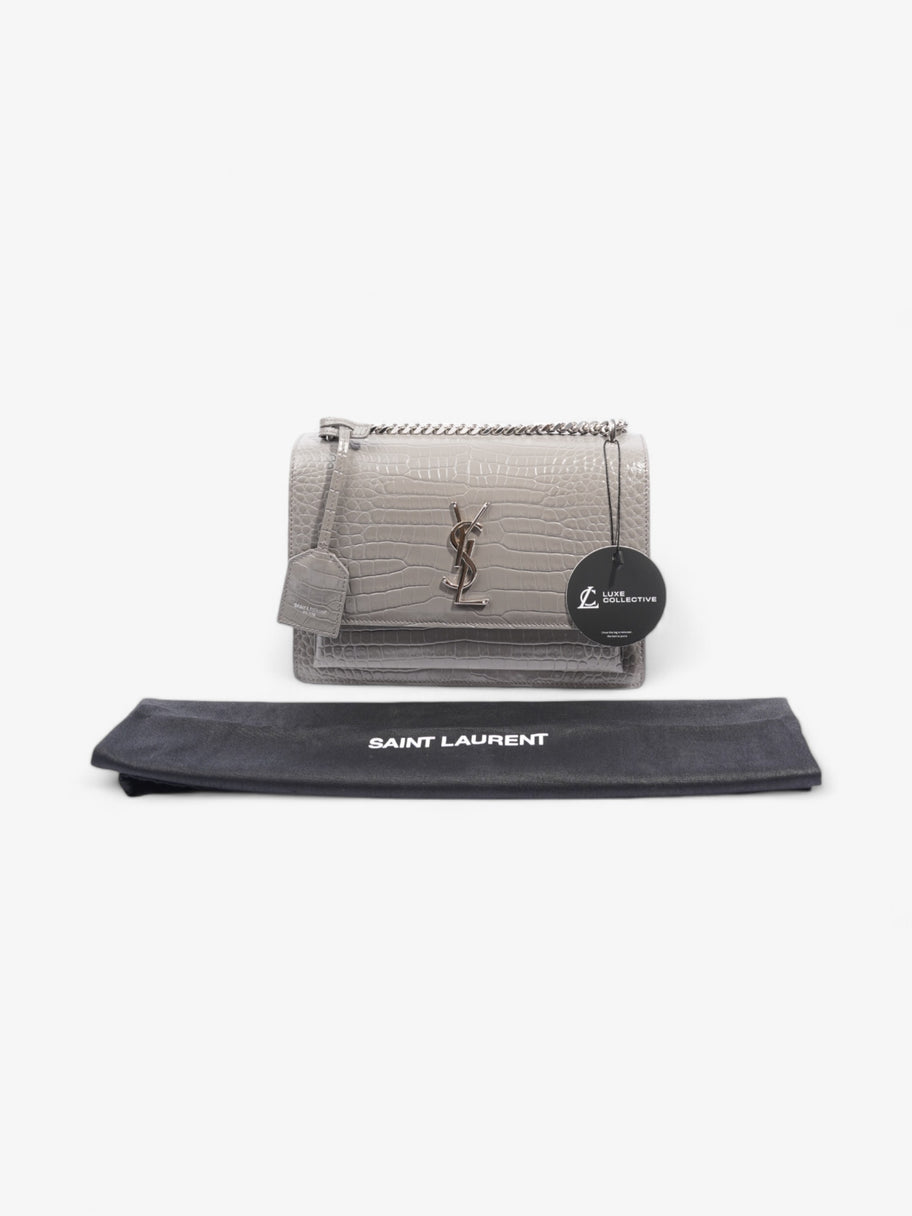 Saint Laurent Sunset Grey Embossed Leather Medium Image 9