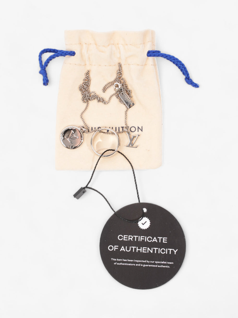 Louis Vuitton Monogram Charms Necklace Silver Brass Image 5