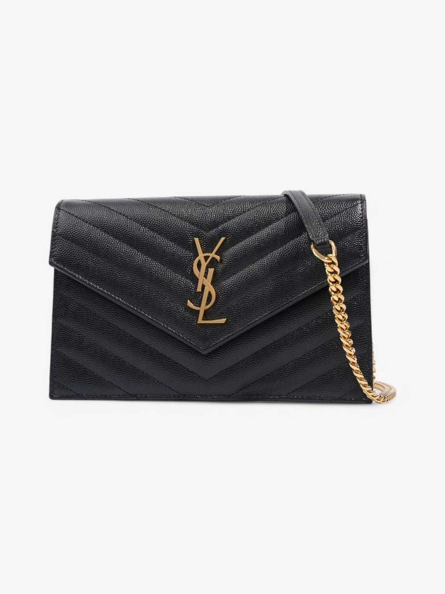 Saint Laurent Cassandre Envelope Chain Wallet Black Grained Leather Image 10