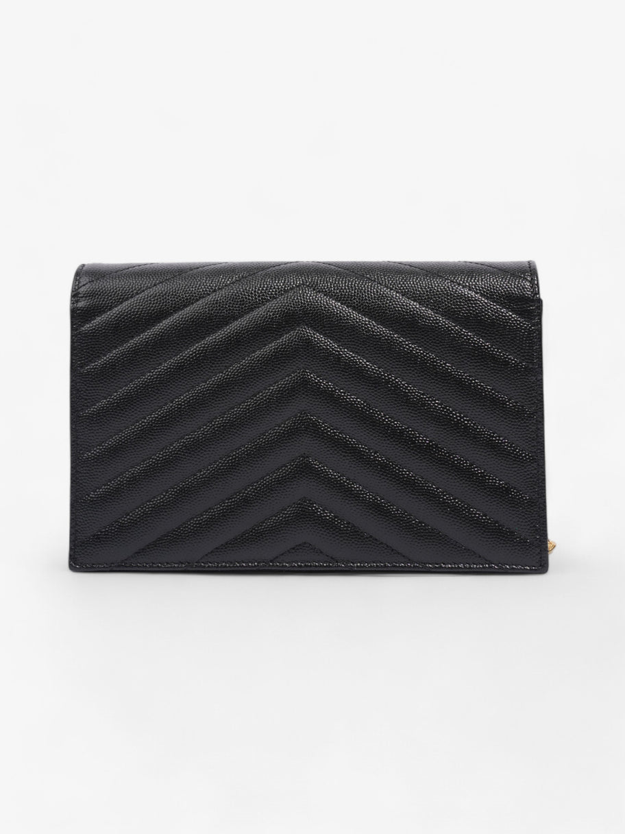 Saint Laurent Cassandre Envelope Chain Wallet Black Grained Leather Image 4