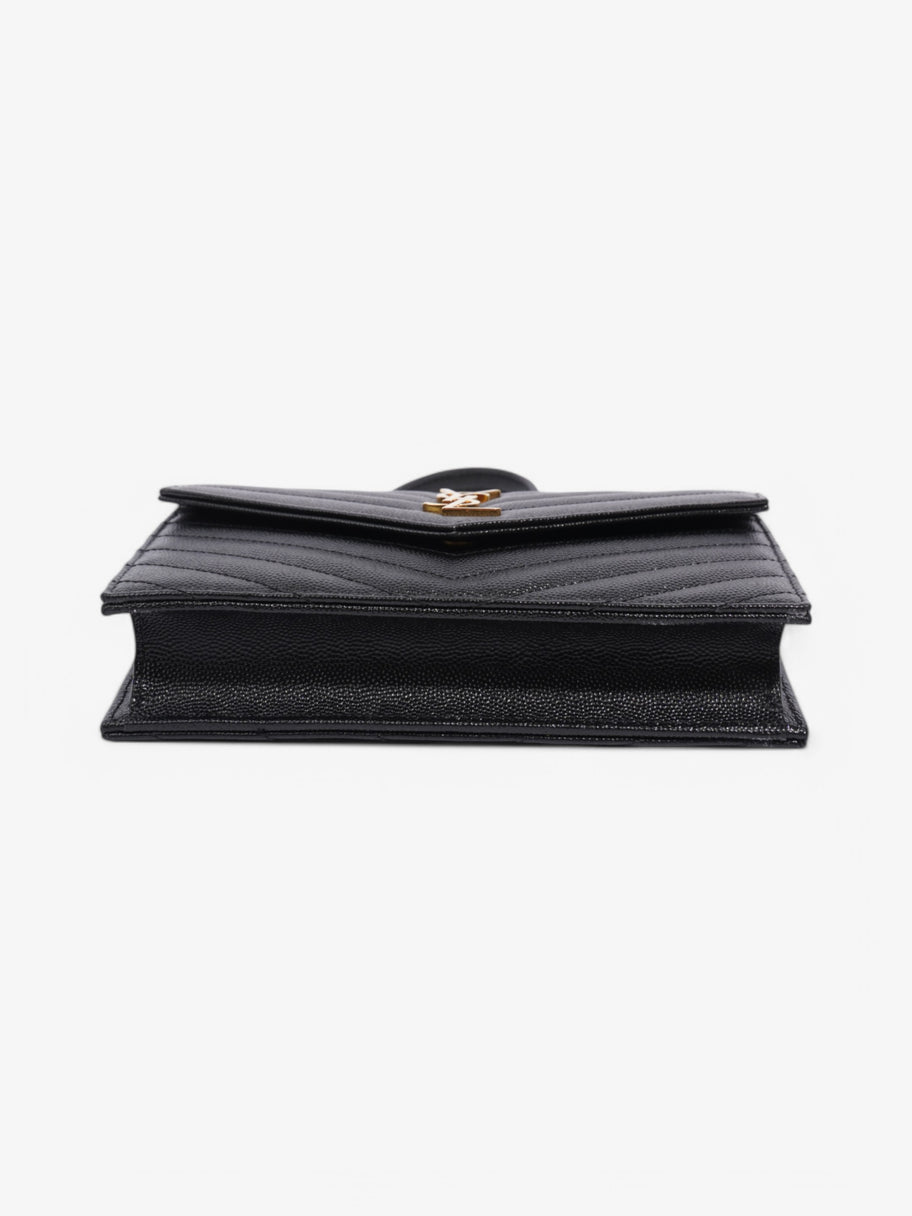 Saint Laurent Cassandre Envelope Chain Wallet Black Grained Leather Image 6