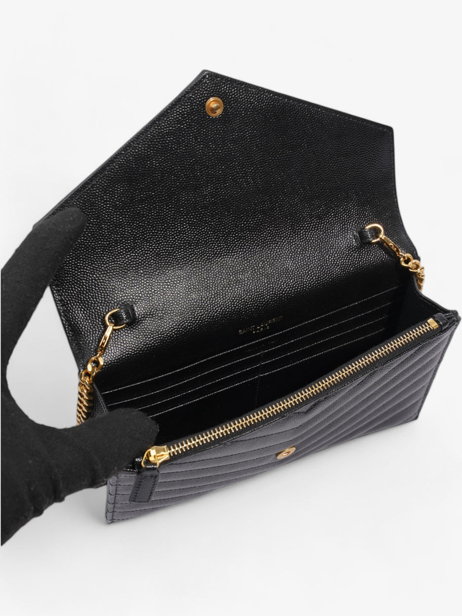 Saint Laurent Cassandre Envelope Chain Wallet Black Grained Leather Image 7