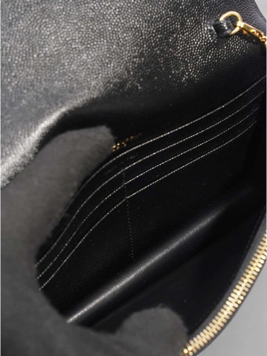 Saint Laurent Cassandre Envelope Chain Wallet Black Grained Leather Image 17