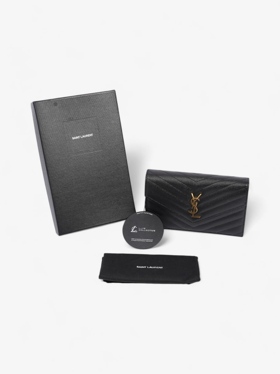 Saint Laurent Cassandre Envelope Chain Wallet Black Grained Leather Image 9