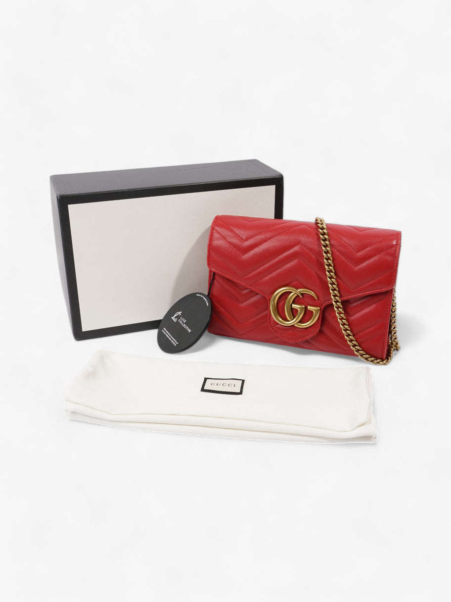 Gucci GG Marmont Chain Wallet Red Calfskin Leather 58 Image 10