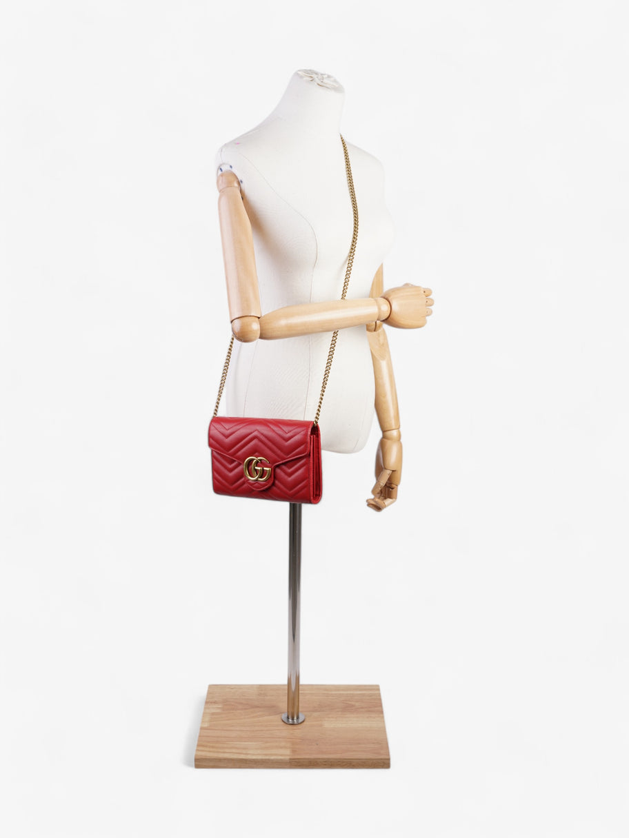 Gucci GG Marmont Chain Wallet Red Calfskin Leather 58 Image 2