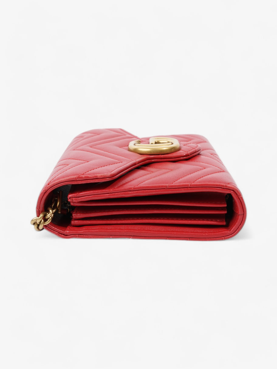 Gucci GG Marmont Chain Wallet Red Calfskin Leather 58 Image 5