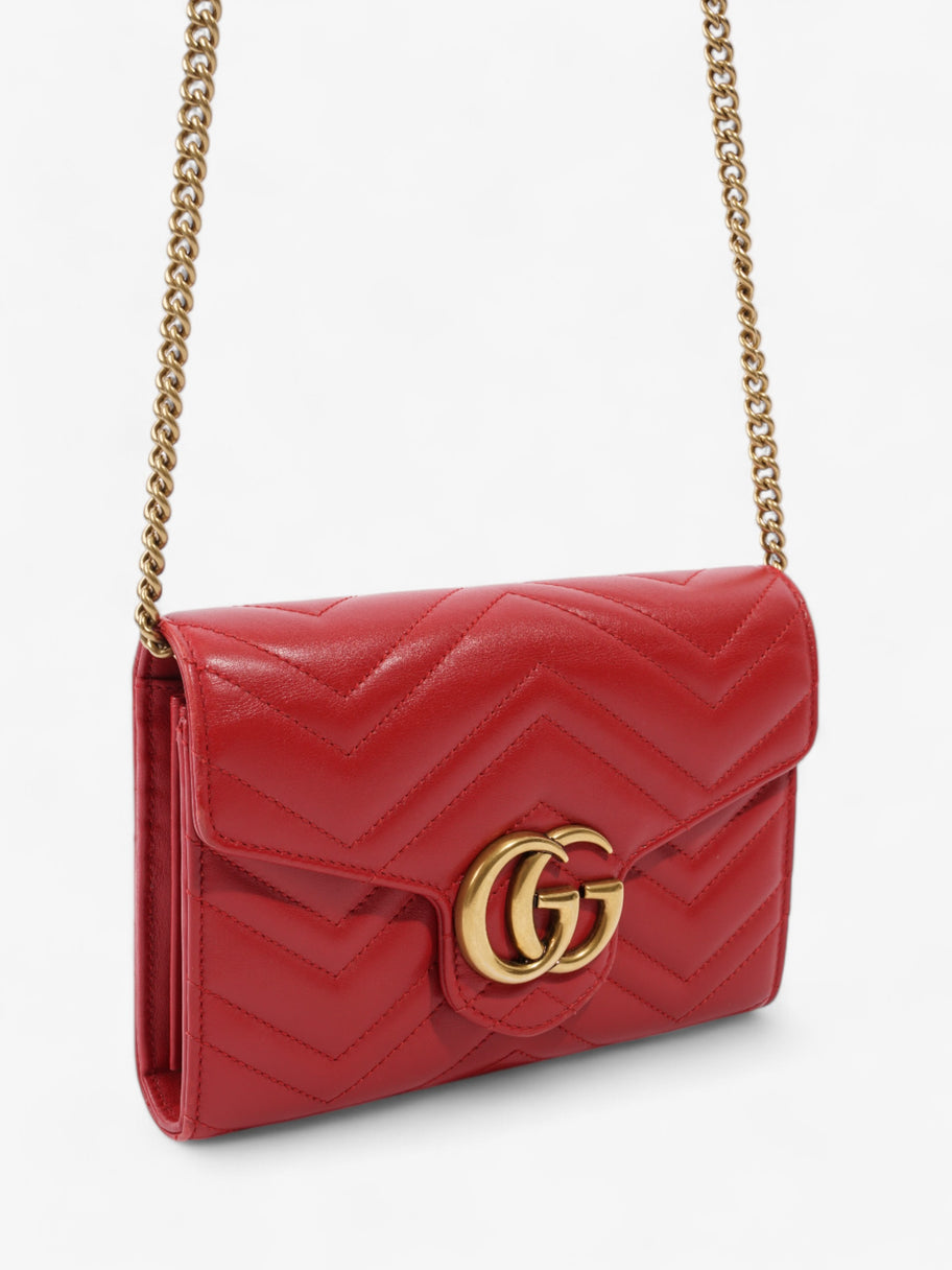 Gucci GG Marmont Chain Wallet Red Calfskin Leather 58 Image 7