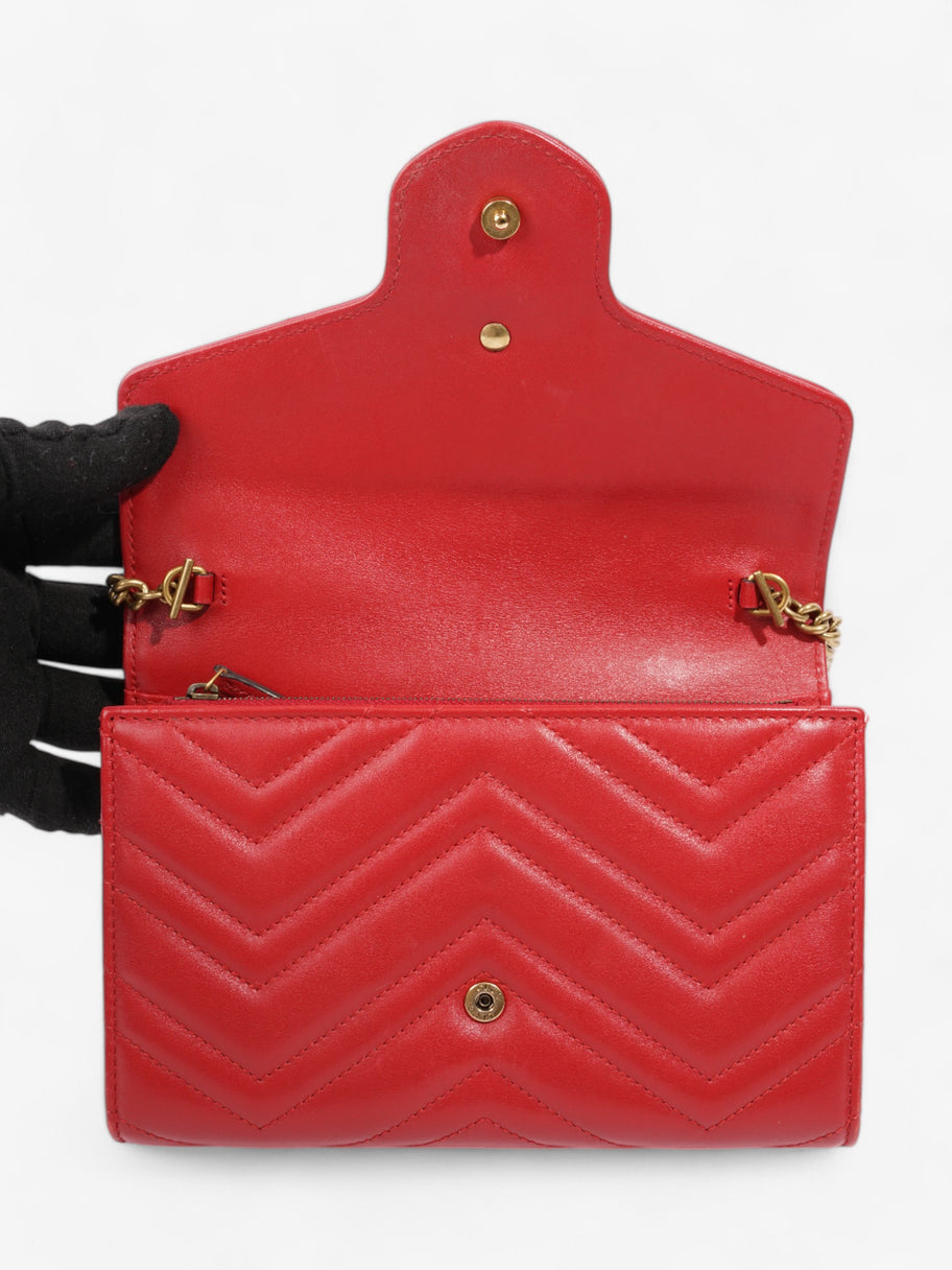 Gucci GG Marmont Chain Wallet Red Calfskin Leather 58 Image 8