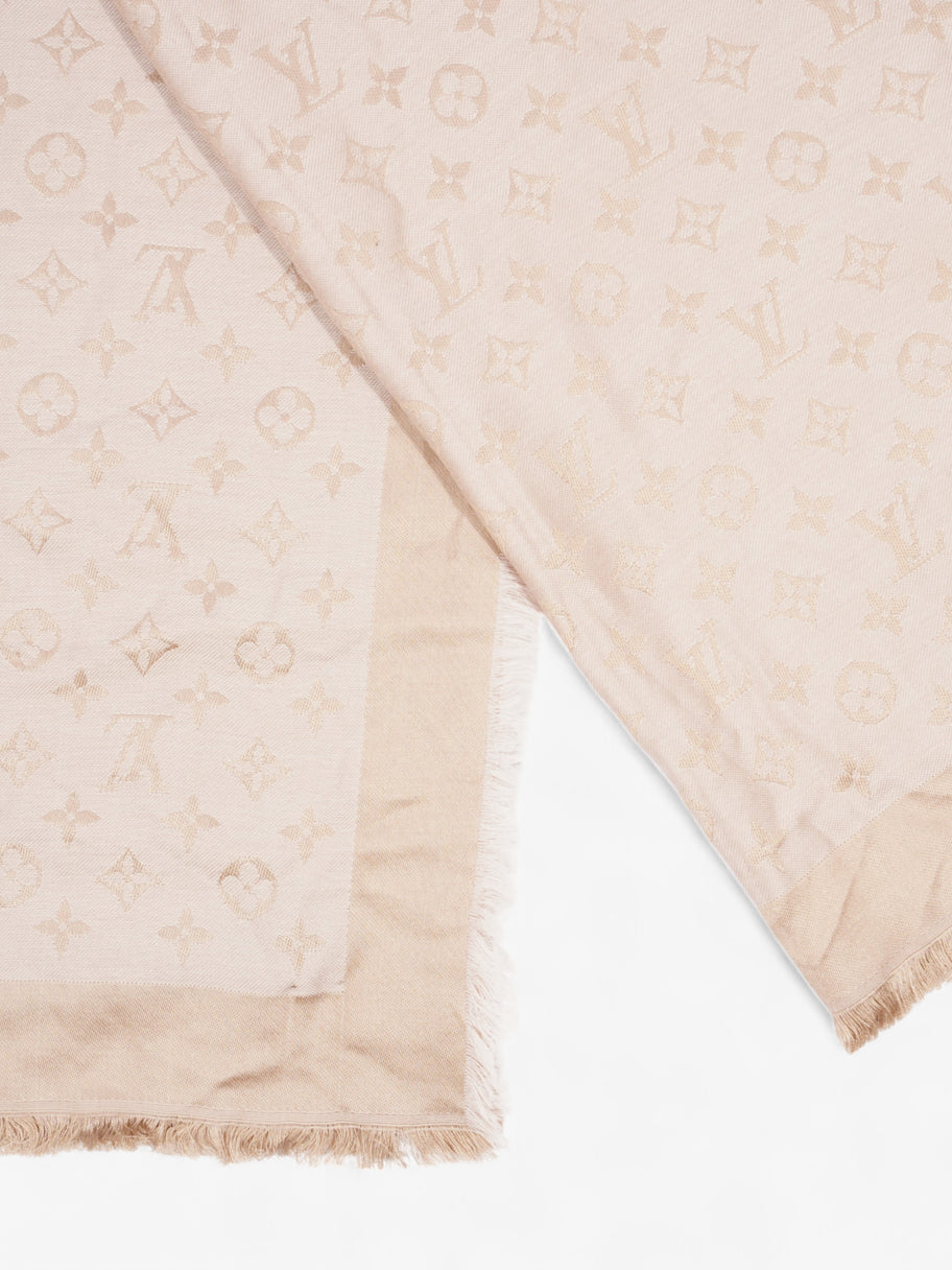 Louis Vuitton Monogram Shawl Beige Silk 139cm x 139cm Image 2