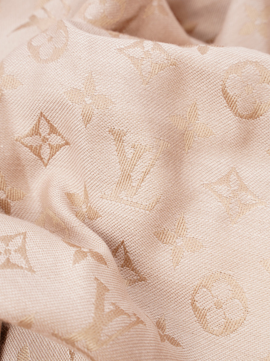 Louis Vuitton Monogram Shawl Beige Silk 139cm x 139cm Image 4