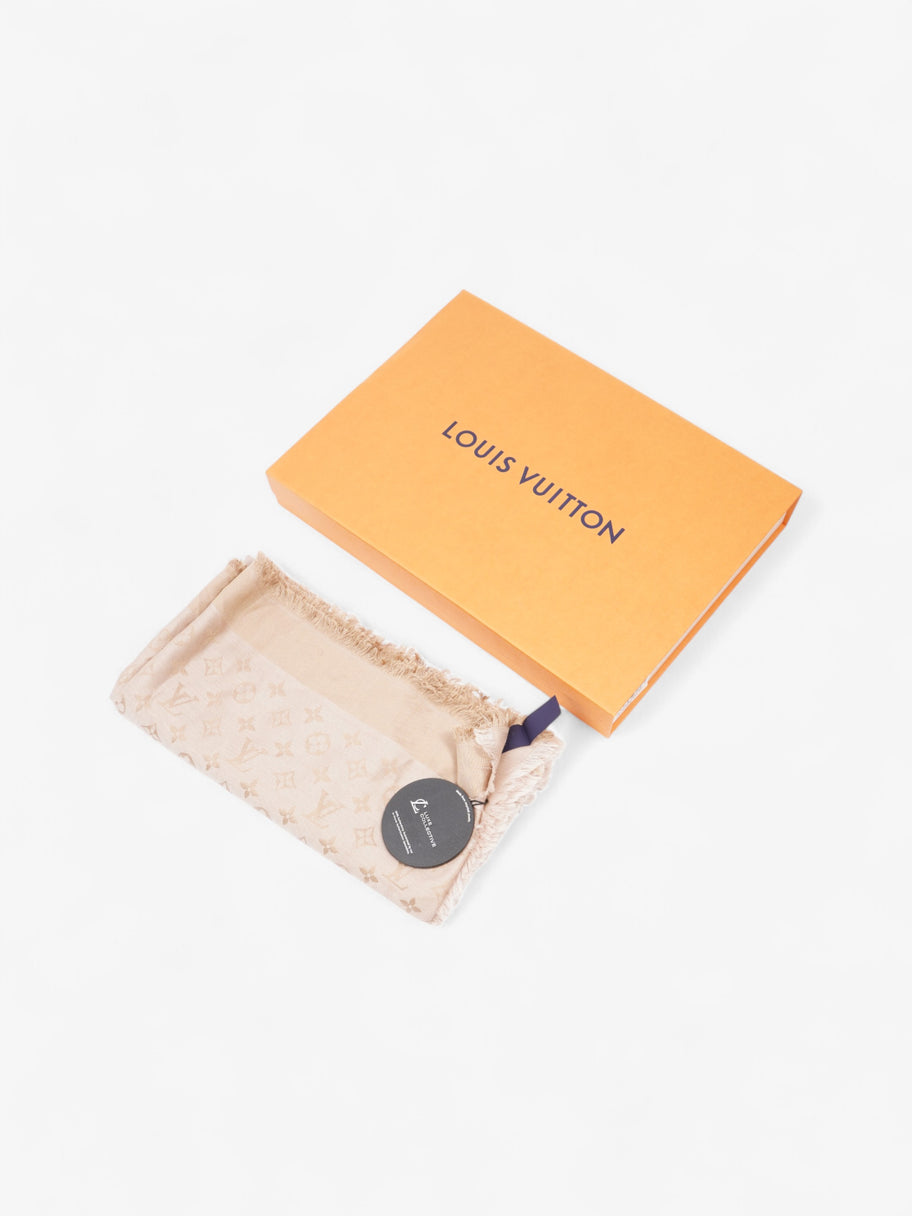 Louis Vuitton Monogram Shawl Beige Silk 139cm x 139cm Image 5