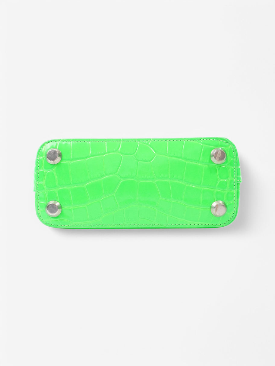 Balenciaga Ville Top Handle Bag Neon Green / Black Alligator Small Image 6