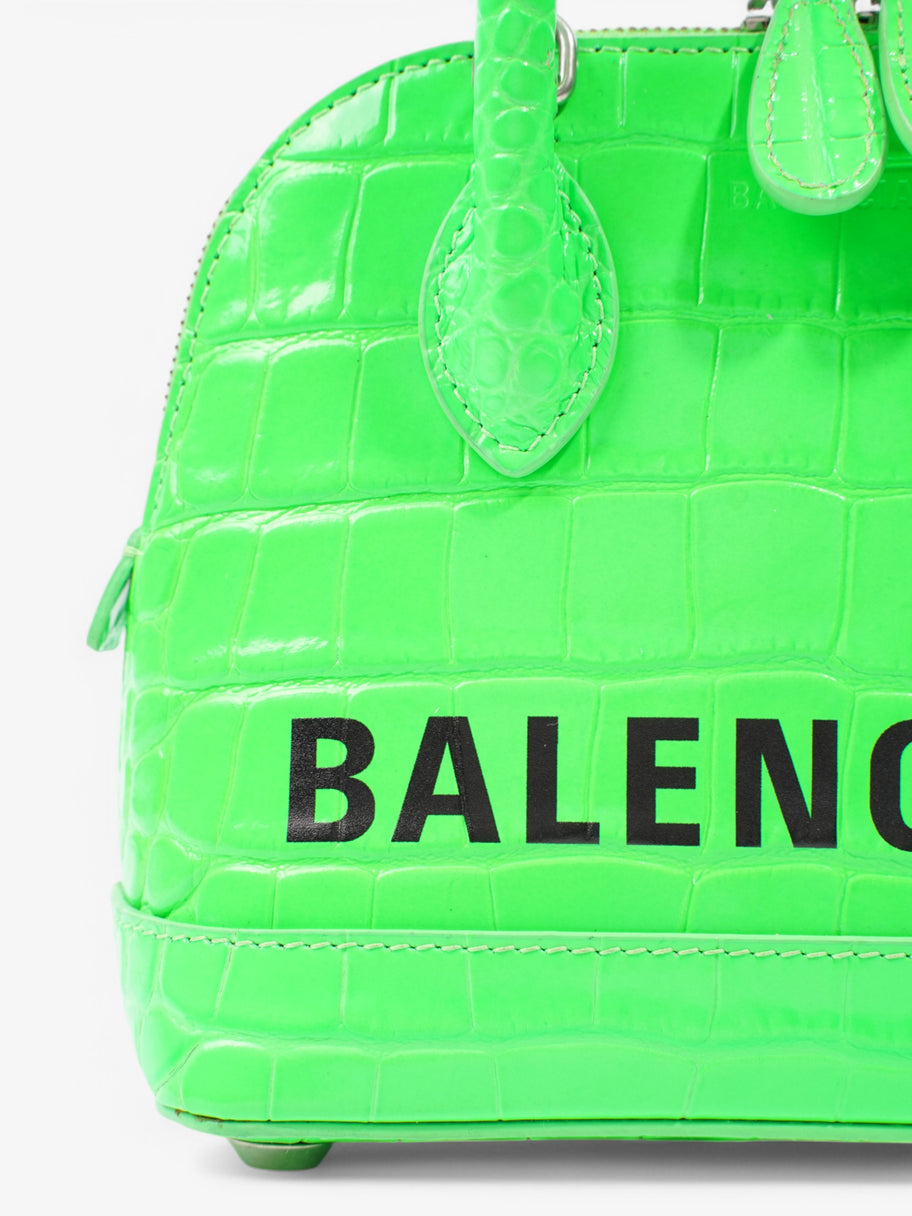 Balenciaga Ville Top Handle Bag Neon Green / Black Alligator Small Image 7