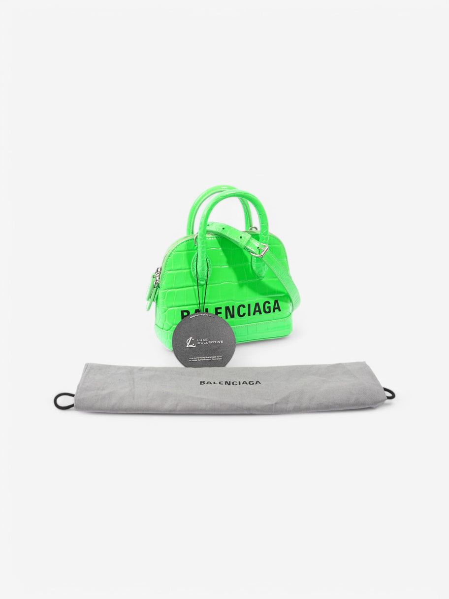 Balenciaga Ville Top Handle Bag Neon Green / Black Alligator Small Image 9