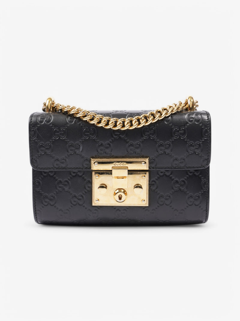  Gucci Padlock Shoulder Bag Black Leather Small