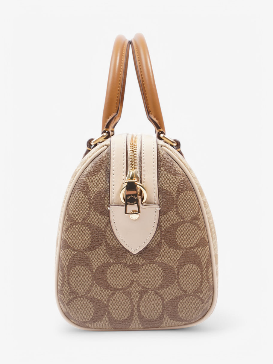 Coach Rowan Satchel Beige Coated Canvas Image 5