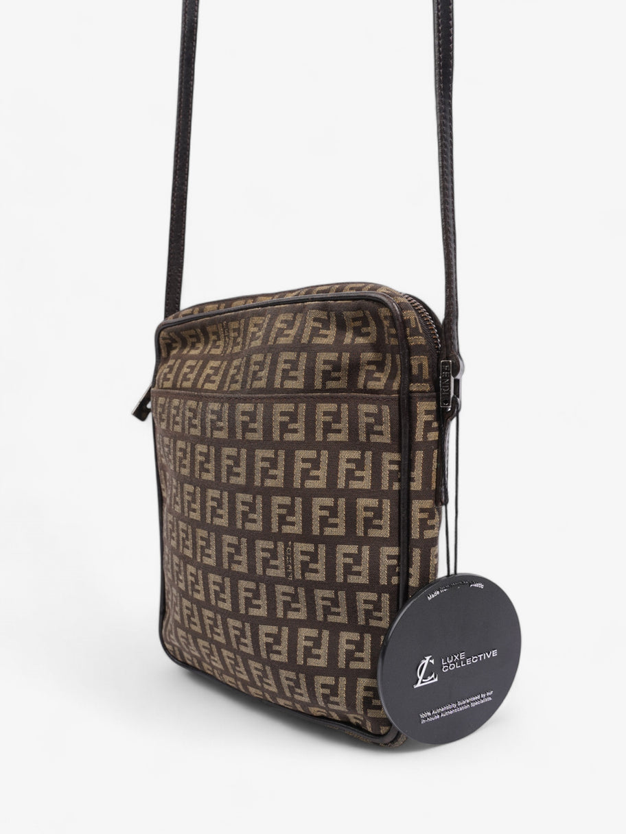 Fendi Zucchino Shoulder Bag Brown Canvas Image 8