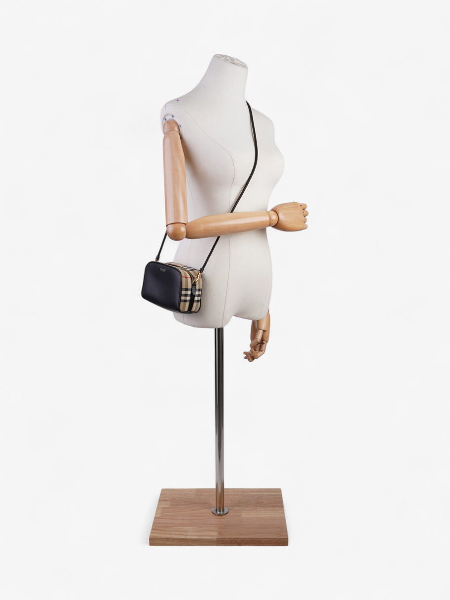 Burberry Mini Crossbody Bag Black / Check Leather Image 2