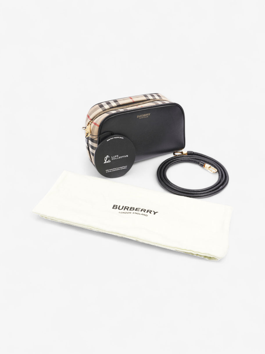 Burberry Mini Crossbody Bag Black / Check Leather Image 8