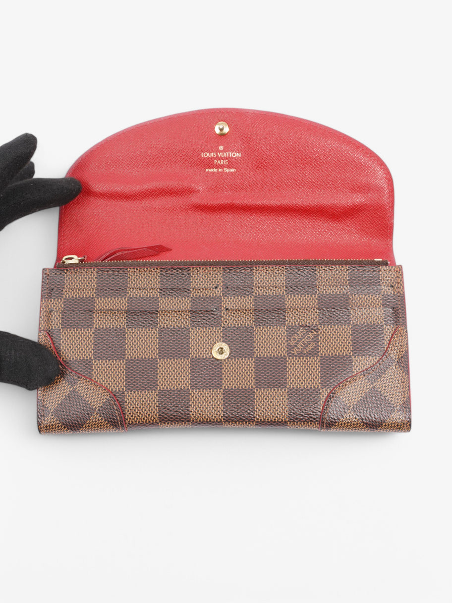 Louis Vuitton Kaisa Long Wallet Damier Ebene / Red / Gold Coated Canvas Image 3