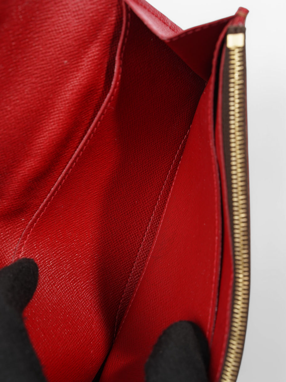 Louis Vuitton Kaisa Long Wallet Damier Ebene / Red / Gold Coated Canvas Image 4
