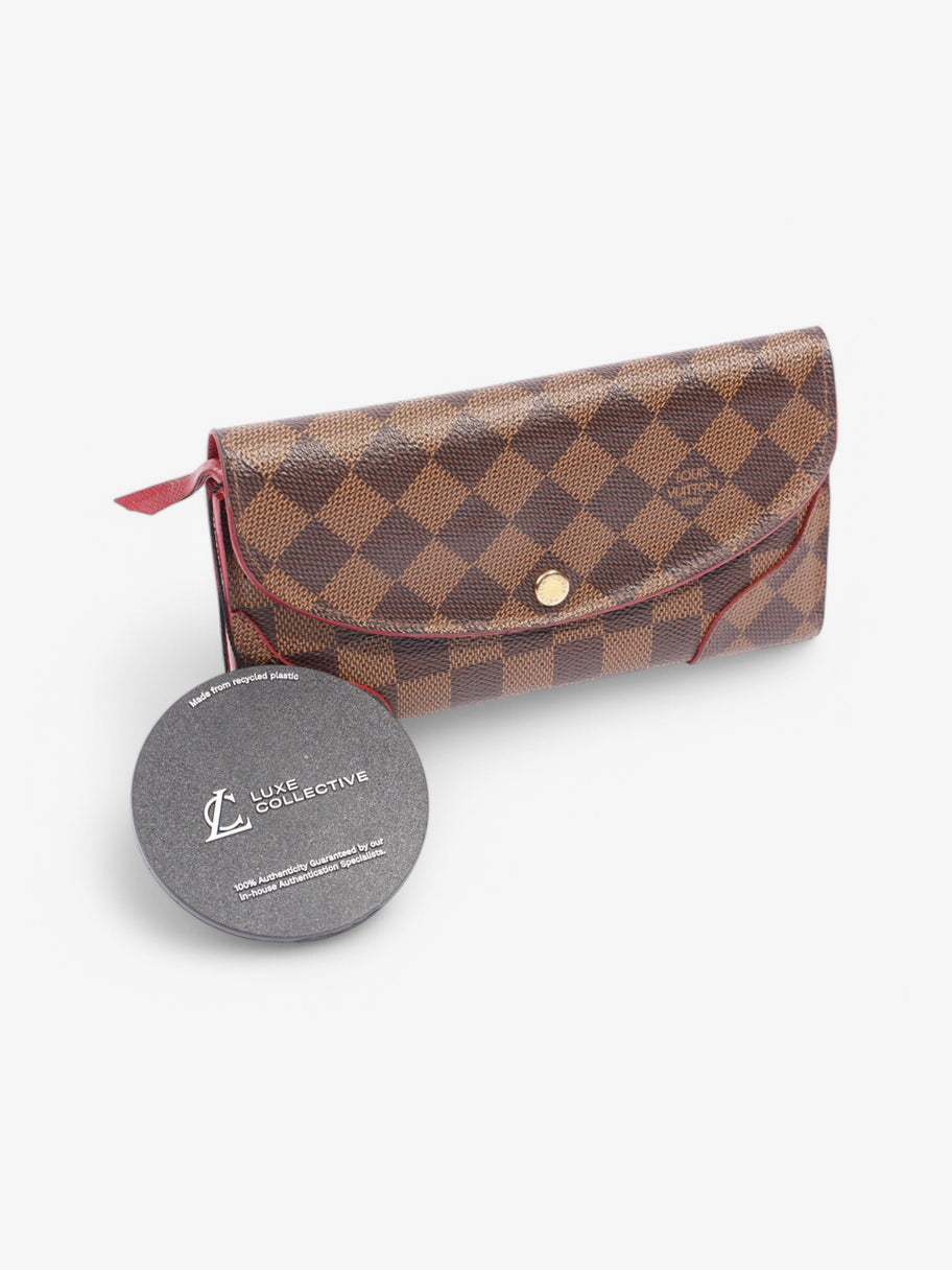 Louis Vuitton Kaisa Long Wallet Damier Ebene / Red / Gold Coated Canvas Image 6