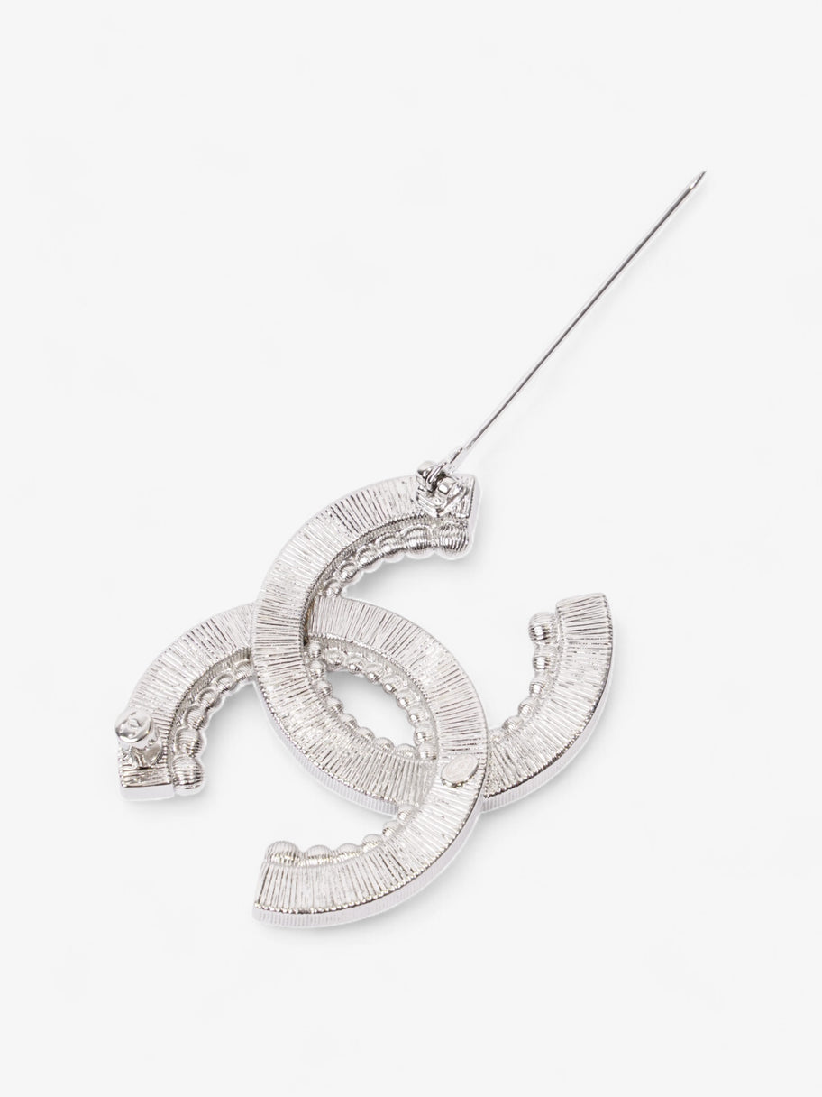 Chanel CC Crystal Brooch Silver Base Metal Image 3