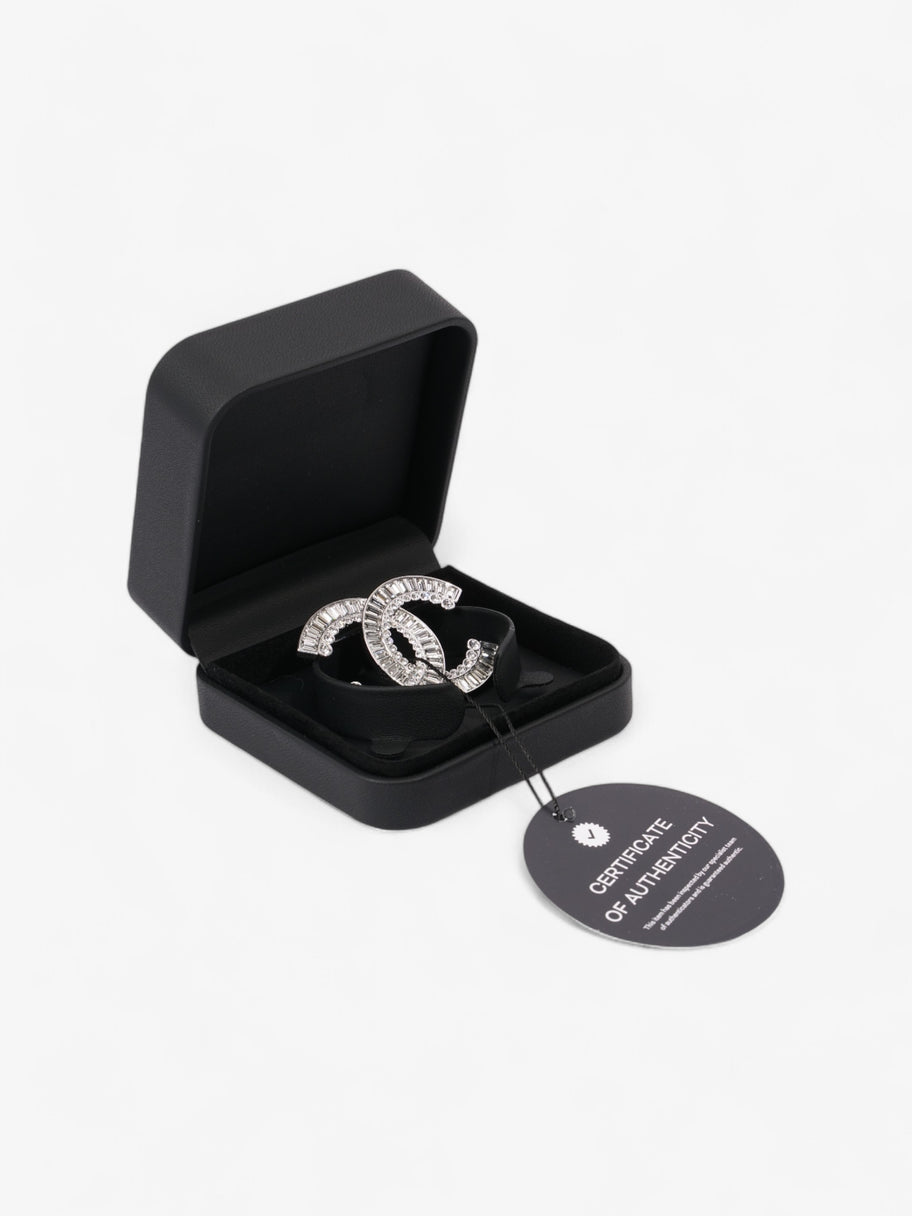 Chanel CC Crystal Brooch Silver Base Metal Image 5