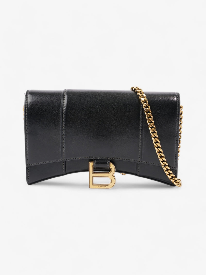  Balenciaga Hourglass Wallet On Chain Black Calfskin Leather