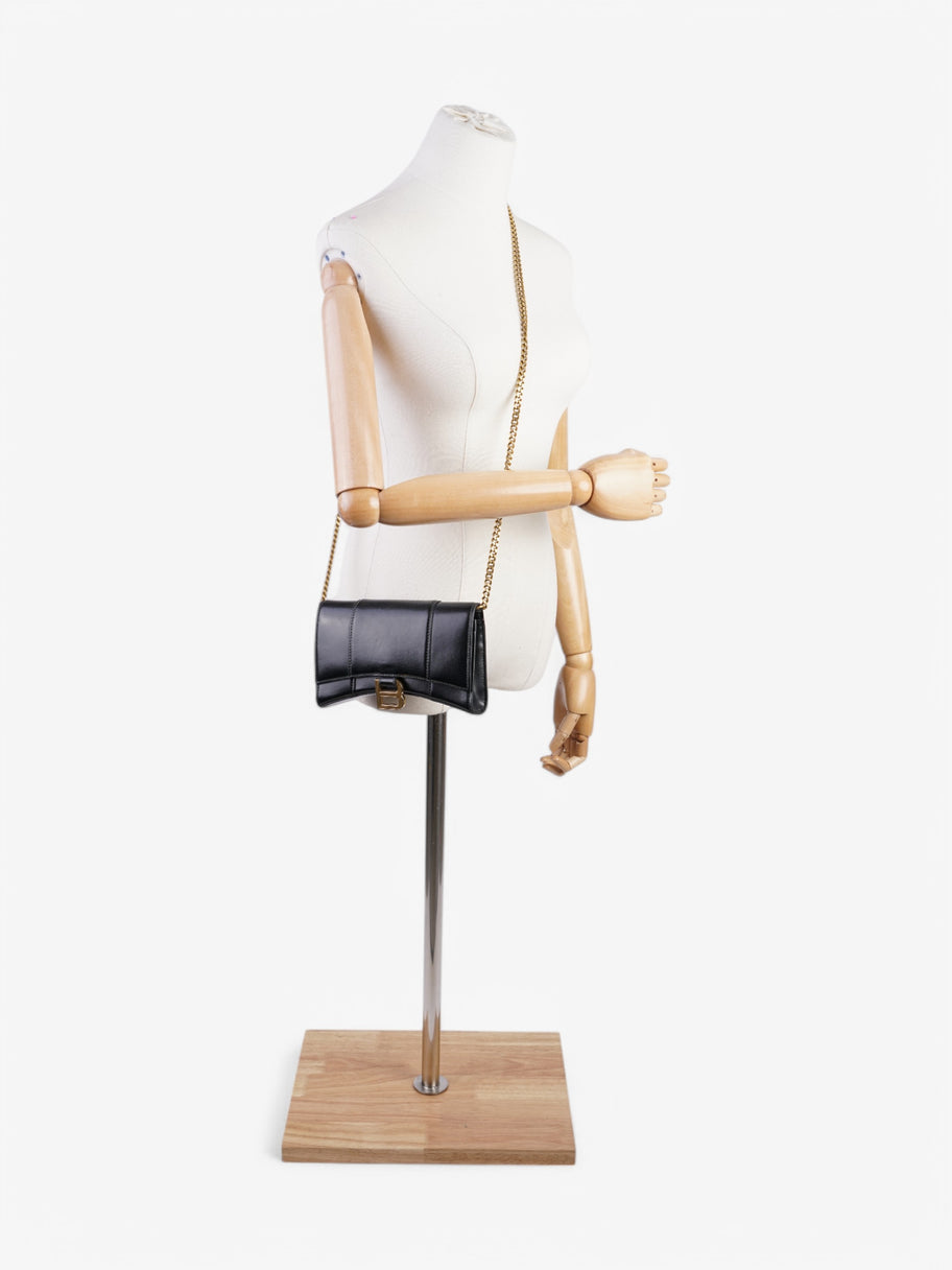 Balenciaga Hourglass Wallet On Chain Black Calfskin Leather Image 2