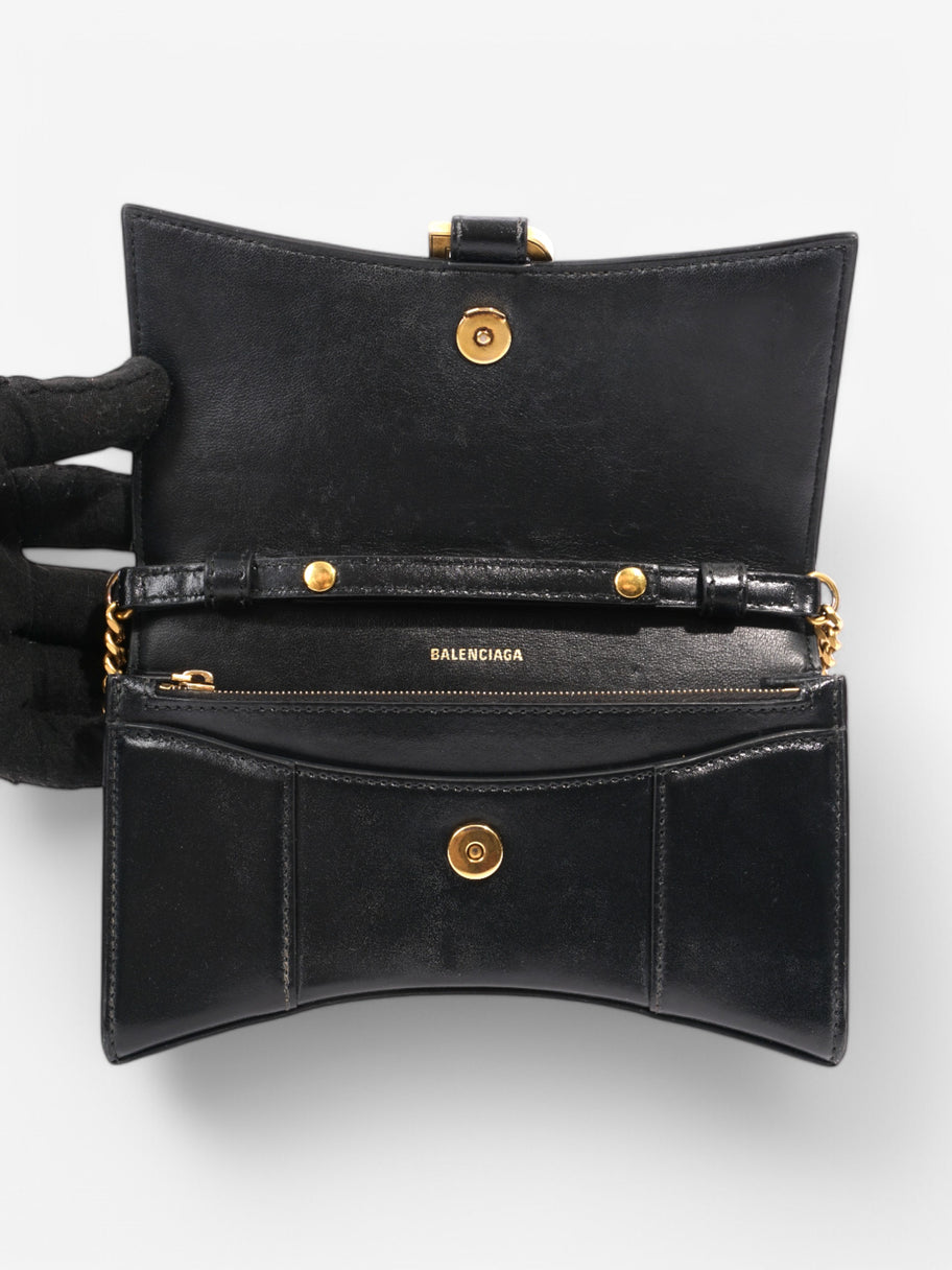Balenciaga Hourglass Wallet On Chain Black Calfskin Leather Image 8