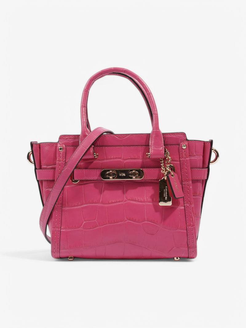  Coach Swagger Satchel Pink Embossed Leather 21
