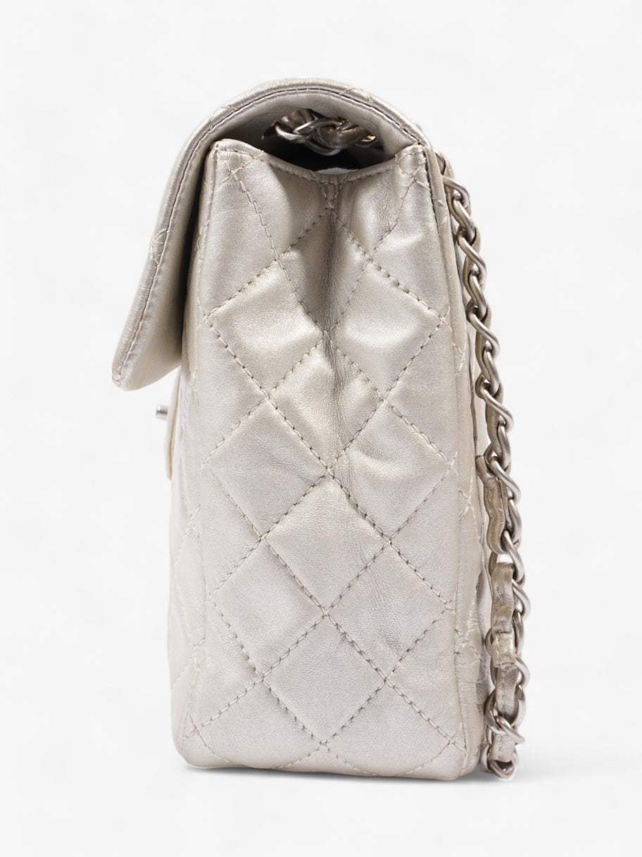 Chanel Classic Single Flap Metallic Grey Lambskin Leather Maxi Image 3