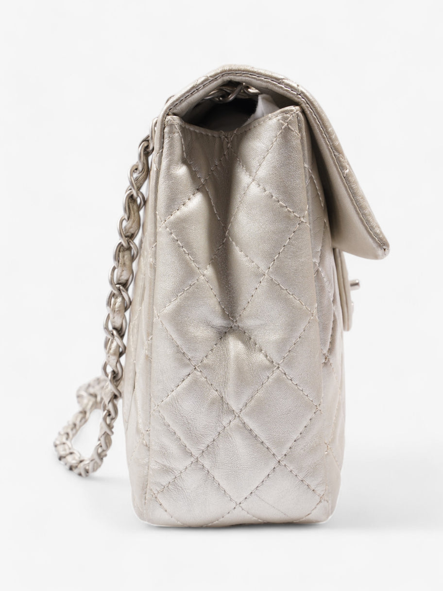 Chanel Classic Single Flap Metallic Grey Lambskin Leather Maxi Image 5