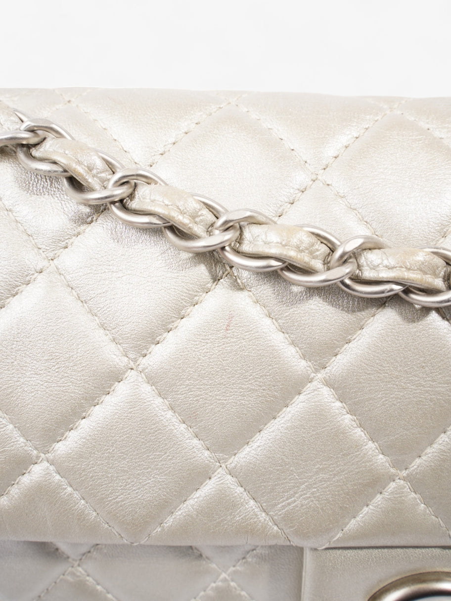 Chanel Classic Single Flap Metallic Grey Lambskin Leather Maxi Image 7