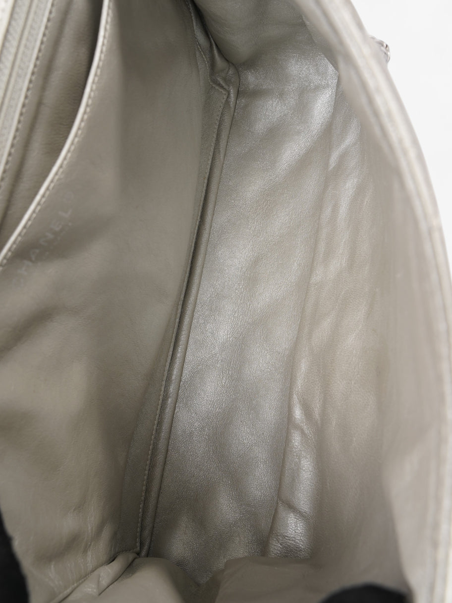 Chanel Classic Single Flap Metallic Grey Lambskin Leather Maxi Image 10
