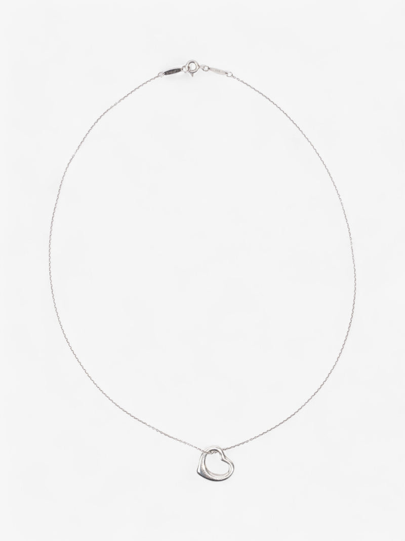  Tiffany and Co Elsa Peretti Open Heart Pendant Necklace Silver Silver Sterling