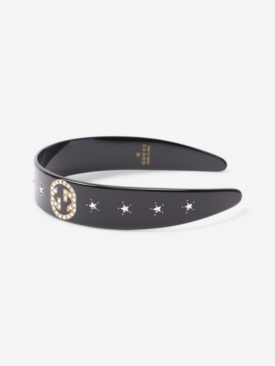 Gucci Crystal Interlocking Headband Black / Silver Acetate Image 4
