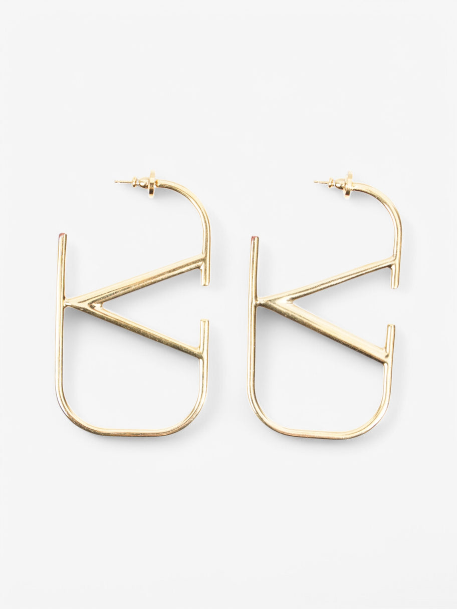 Valentino Logo Earrings Gold Base Metal Large Image 2