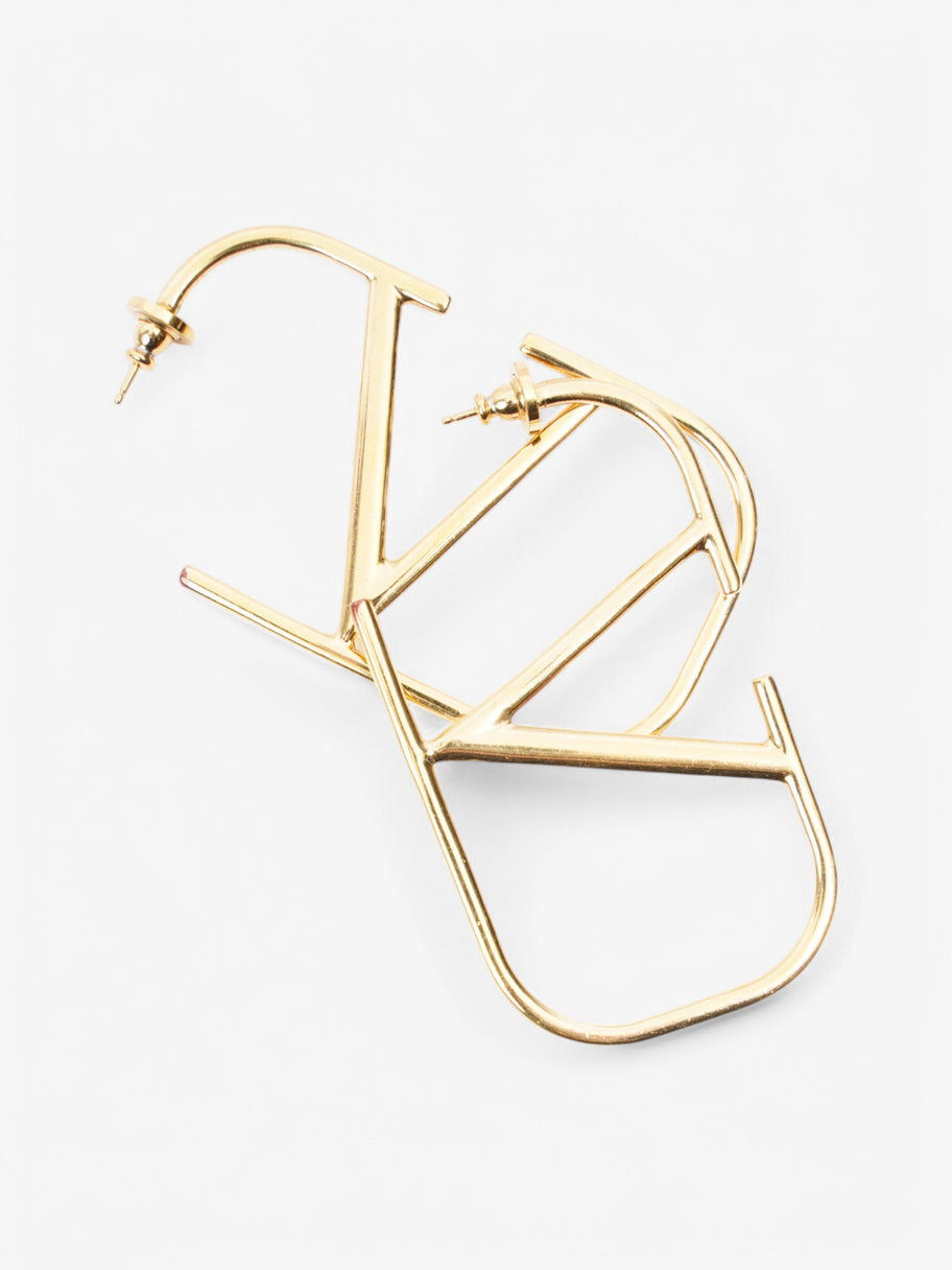 Valentino Logo Earrings Gold Base Metal Large Image 3