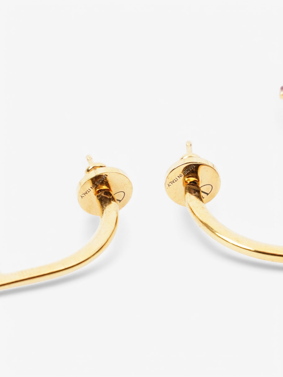 Valentino Logo Earrings Gold Base Metal Large Image 4