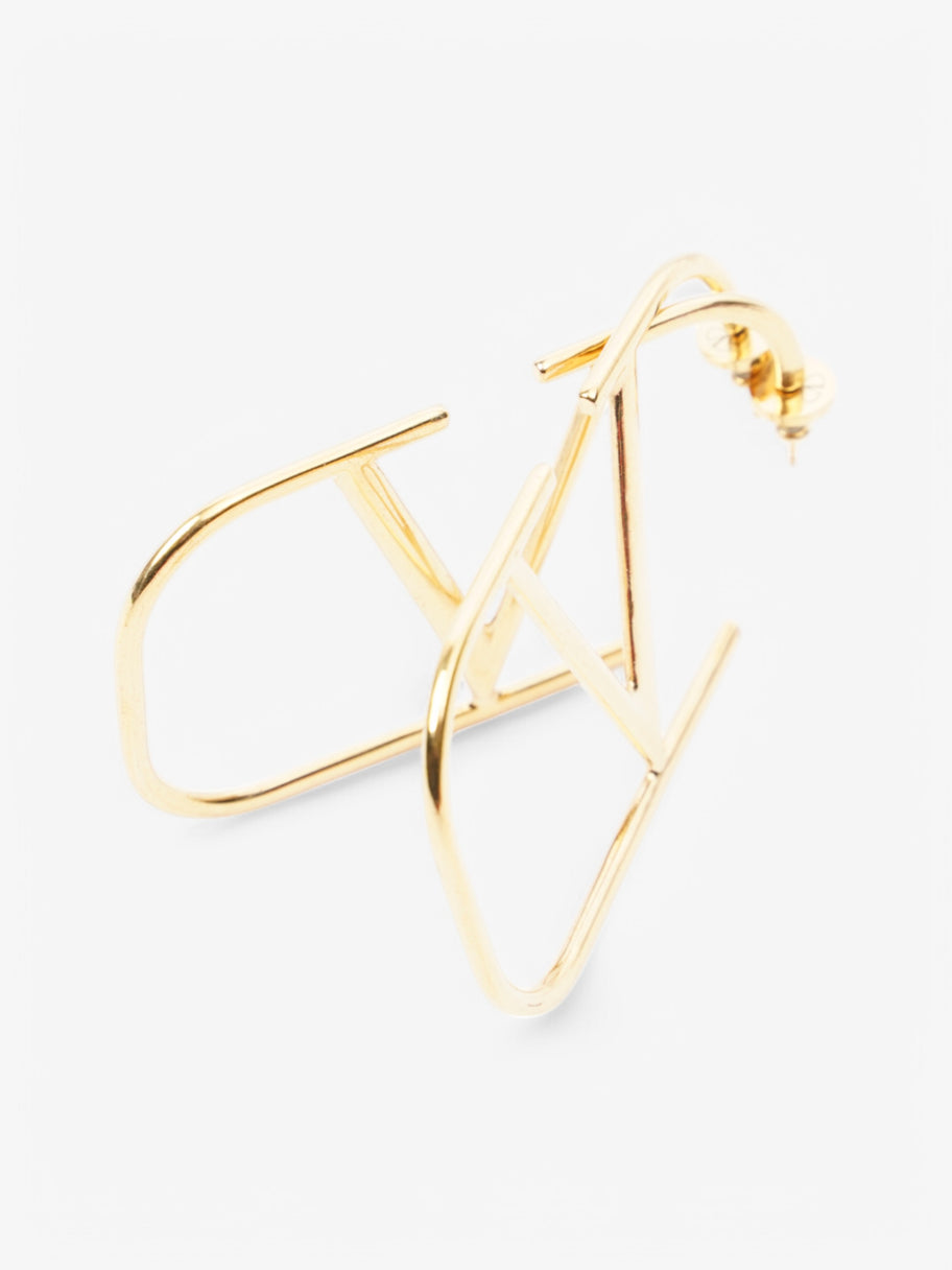 Valentino Logo Earrings Gold Base Metal Large Image 5