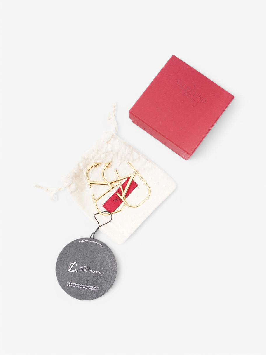 Valentino Logo Earrings Gold Base Metal Large Image 6