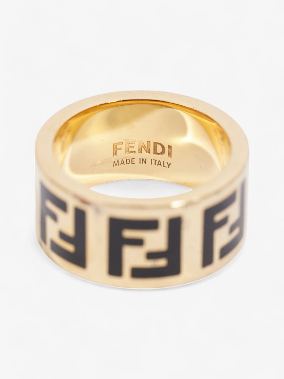 Fendi FF Ring Gold / Black Base Metal Medium (Circumference - 55mm) Image 2